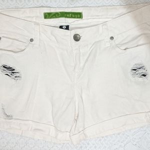 Trendy White Ripped Denim Shorts