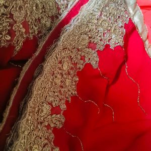 Red Colour Crepe Saree