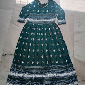 Green Printed Anarkali