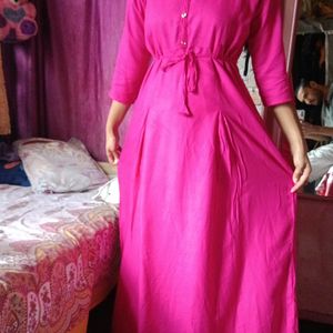 Long Rose Pink Dress For Women