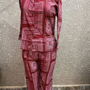 Women Co-ord Set Viscose Rayon Red Colour