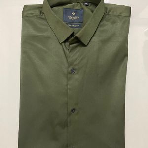 Olive Party Wear Full Sleeve Shirt