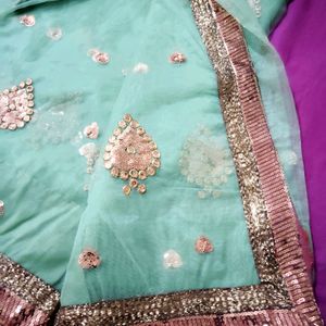 Beautiful Jari Work Net Saree With Blouse, Peticot