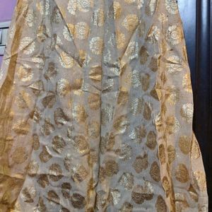 Golden Skirt With Beautiful Printed Work