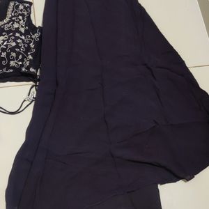 Wine Colour Crop Top With Skirt