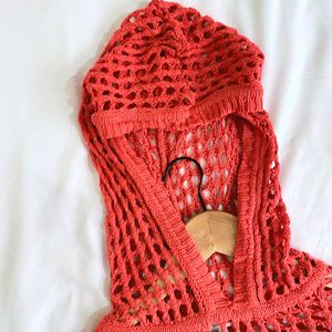 Pinterest Crochet Oversized Orange Hoodie Top