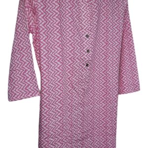 Pink Rayon Cotton Short Kurti