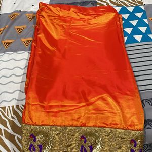 Orange Dhoop Chaav Saree With 2 Blouse Stitched