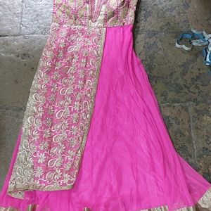 Pink Net Ethnic Gown