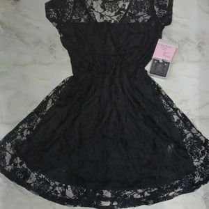 Black Lace Fit & Flare Dress, M