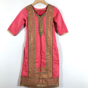 Pink Embroided Kurta & Dupatta(Women’s)