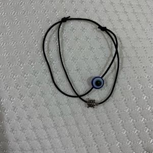 EvilEye and Turtoise two layer thread anklet