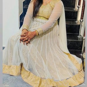 White Anarkali Suit