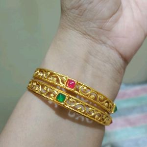 Fashionable Gold Bangles - Pack Of 2