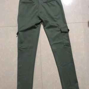 Light Green Cargos With Side Pockets.