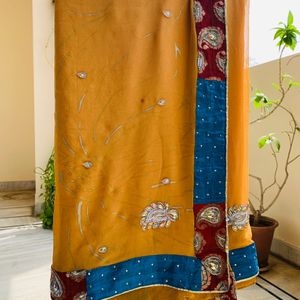 Yellow Pure georgette Saree ( Women )