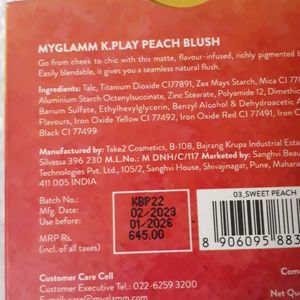 MyGlamm K.Play Flavoured Blush-Sweet Peach (Orange