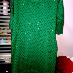 Green chikankari kurta