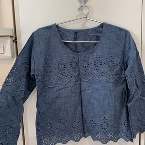 Blue Denim Colour Party Wear Top