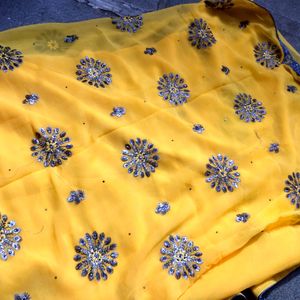 Bright Yellow Coloured Heavy Saree