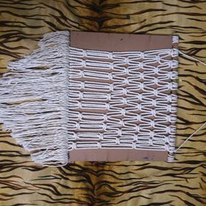 Cream White Macrame Lippan Wall Hanging Decor