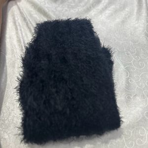 FUR FAUX BLACK BODYCON DRESS