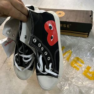 CONVERSE CDG PLAY BLACK HIGH TOPS SNEAKERS