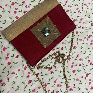 Maroon Ethnic Clutch