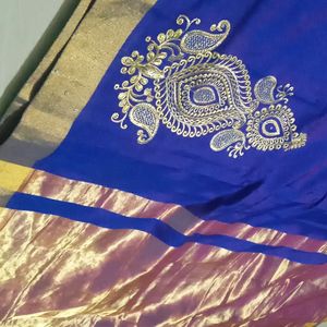 Purple With Gold New Saree