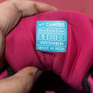 Campus Black And Pink Running Shoes Women 👟