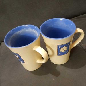 Ceramic Coffee Mug Set Of 2 Cute Blue Purple Korea