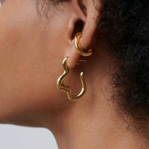 18k Gold Plated Squiggle Wavy Hoops