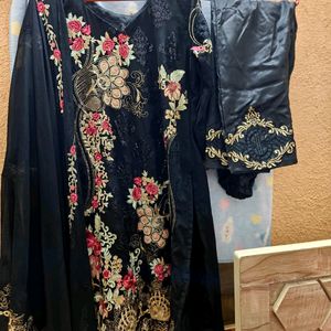 Black Stitched Pakistani Dress