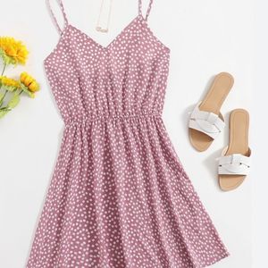 SHEIN Pink Ditsy Floral Print Cami Dress