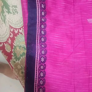 A Dark Pink Colour Saree