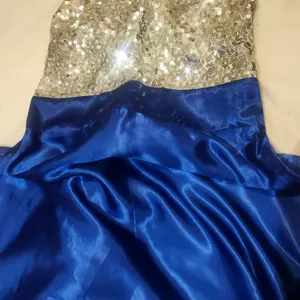 Gorgeous Royal blue and white sequin Silk gown