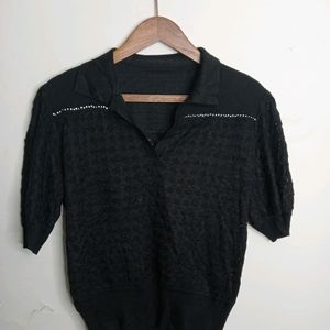 Black Casual Crop Top (Girl' s)