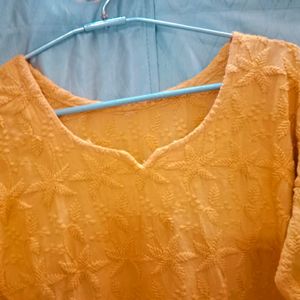 Mustard Yellow Chikankari Kurta