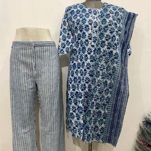 Kurta Pant Set With Dupatta