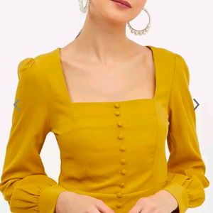 Mustard Yellow Square Neck Shirt