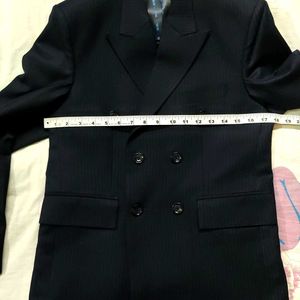 Men's Double Breasted Navy Blue Striped Suit