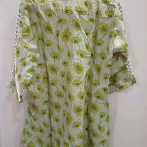 Green Colour Floral Design Top