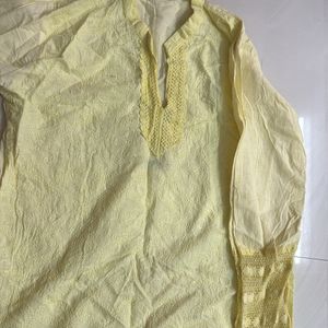 Thread Work Yellow Kurta