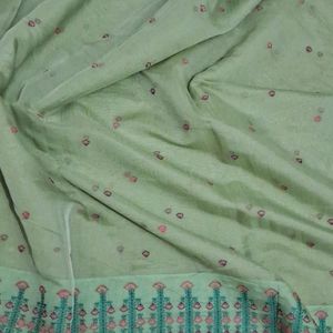 Organza Green Saree With Embroidery