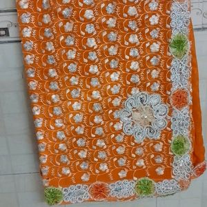 Orange Heavy Work Saree