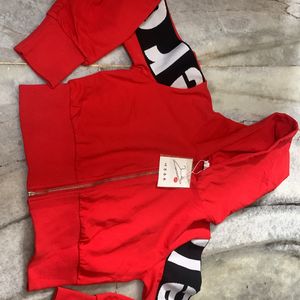 Hoodie type Cute Red Co-ord set