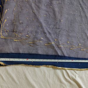 Shiny Navy Blue Light Transparent Dupatta