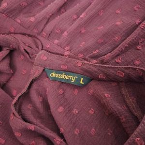 Dressberry Women Maxi Maroon With Bell Sleeve