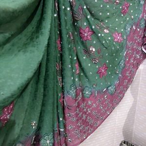 Beautiful Saree And Heavy Work Blouse