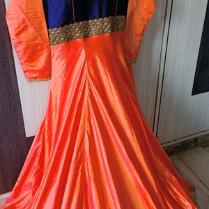 Heavy Embroidered Mulberry Silk Ethnic Gown